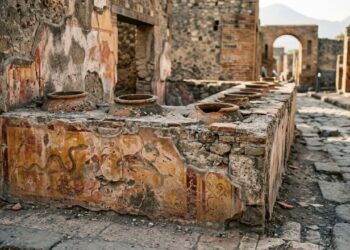 Arqueólogos abriram um balcão de comida de rua de 2 mil anos em Pompeia e encontraram restos do que os romanos serviam aos clientes
