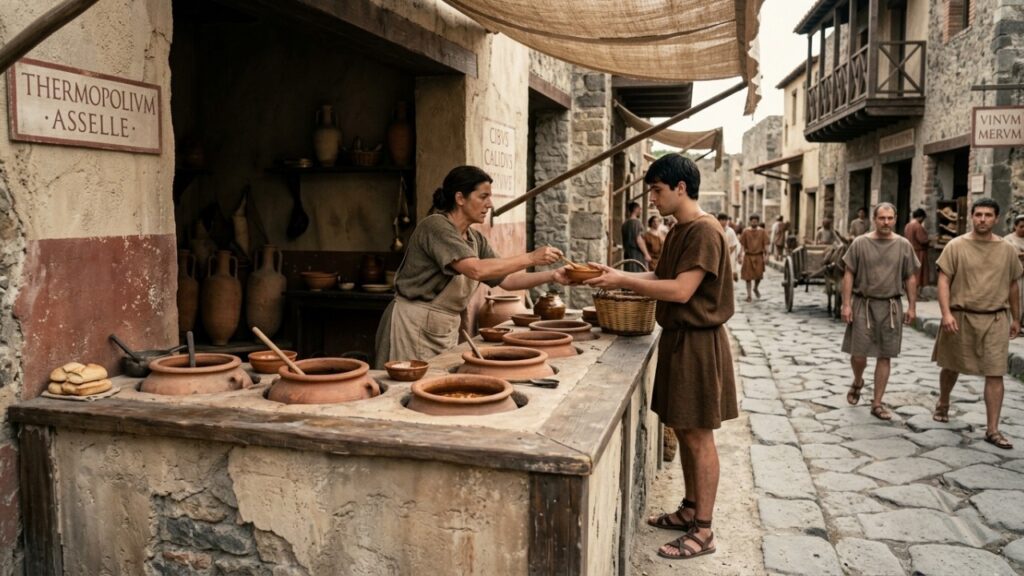 Arqueólogos abriram um balcão de comida de rua de 2 mil anos em Pompeia e encontraram restos do que os romanos serviam aos clientes