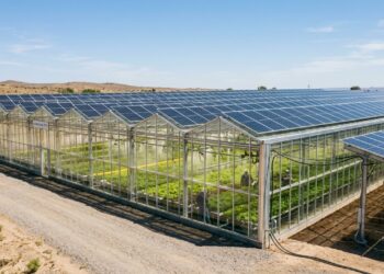 Integração de painéis solares em estufas agrícolas reduz custos e descarboniza lavouras - Imagem criada por inteligência artificial (ChatGPT / Olhar Digital)