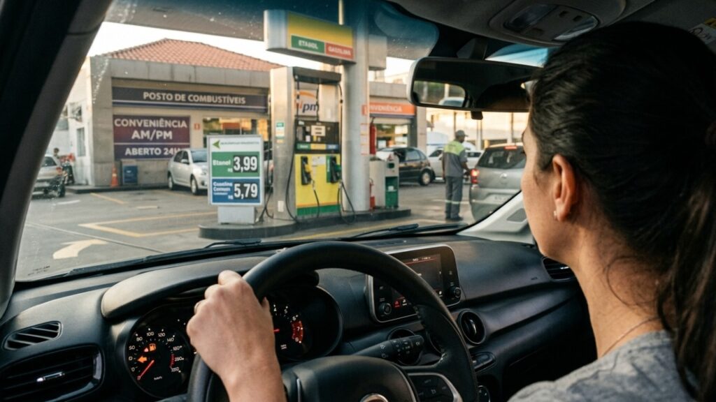 Para que serve a seta ao lado do ícone de combustível no painel do carro?