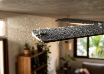 Por que as pás do ventilador de teto acumulam poeira mesmo girando: a eletrostática criada pelo atrito com o ar transforma cada pá em um ímã de partículas — e a cor da poeira revela a qualidade do ar da casa