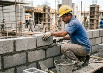 O pedreiro que levanta muro sozinho mostra por que a primeira fiada decide se a parede vai trincar ou durar 50 anos