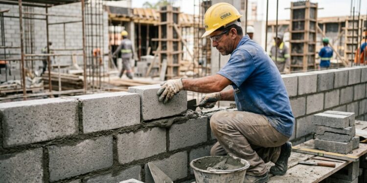 O pedreiro que levanta muro sozinho mostra por que a primeira fiada decide se a parede vai trincar ou durar 50 anos