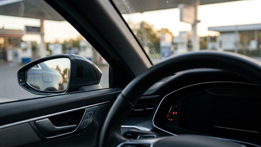 Para que serve a pequena seta ao lado do símbolo da bomba de combustível no painel do carro