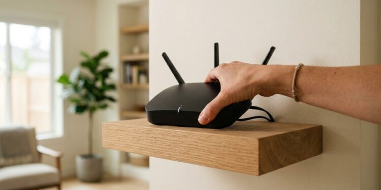 O roteador Wi-Fi que o técnico instala na sala tem uma posição ideal que quase nenhum morador respeita: encostado na parede dos fundos ele perde 40% do sinal para o lado de fora da casa, dentro do rack de TV o metal da estrutura funciona como gaiola de Faraday que bloqueia o alcance