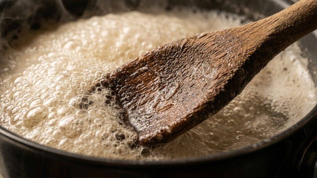 Por que algumas pessoas colocam uma colher de madeira atravessada sobre a panela enquanto a água ferve