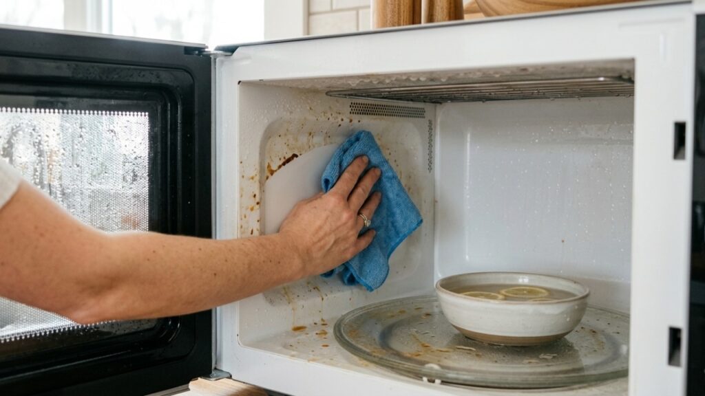 Por que deixar uma tigela com água dentro do micro-ondas antes de limpar pode facilitar a remoção da gordura