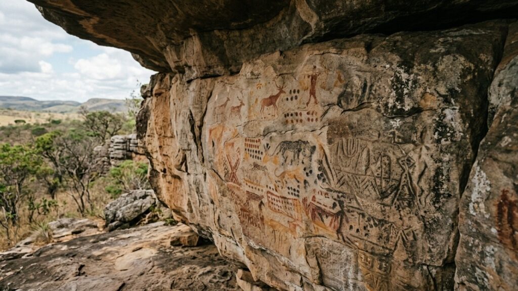 Cachoeiras, grutas e sítios arqueológicos dividem o mesmo roteiro em um município goiano onde um esqueleto com mais de 11.500 anos ajuda a contar uma ocupação humana antiquíssima do Cerrado