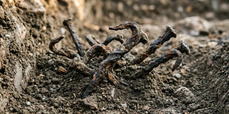 Arqueólogos encontram pregos romanos dobrados de propósito em cemitérios do século I: o ritual de "matar" o objeto para que acompanhasse o morto revela uma lógica que ainda aparece em tradições brasileiras de luto