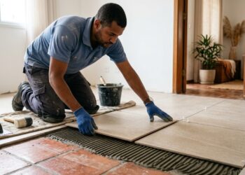Quanto custa colocar piso sobre piso sem quebrar o antigo: a conta inclui nivelamento com argamassa autonivelante, a cola específica para porcelanato sobre porcelanato e a régua de transição nas portas