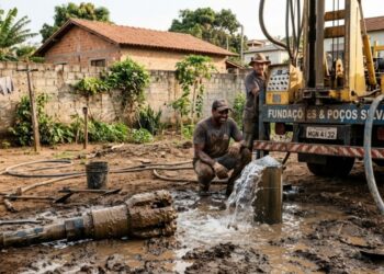 Poceiro que fura poço artesiano no interior há 30 anos reconhece a profundidade da água pelo tipo de barro que sobe na broca e explica por que o vizinho que furou 40 metros encontrou água e quem furou 80 metros ao lado não encontrou nada