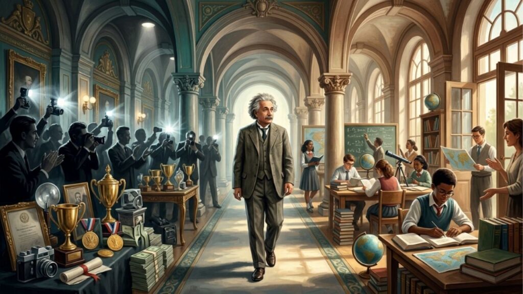 Citação do dia de Albert Einstein: “Não tente se tornar um homem de sucesso, mas sim um homem de valor.”