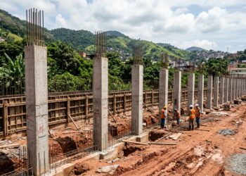 Muro de divisa acima de 2 m exige cálculo: bloco de 14 cm e pilares a cada 3 m não são regra - Imagem criada por inteligência artificial (ChatGPT / Olhar Digital)