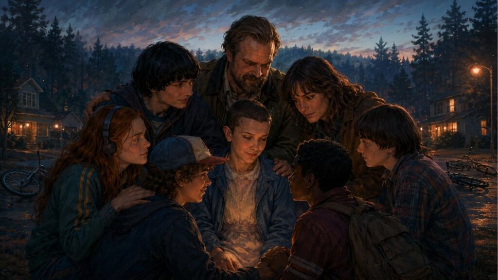 Eleven, em Stranger Things, sobre encontrar família em quem escolhe ficar, não em quem nasceu do seu lado — a reflexão que quem se afastou dos parentes de sangue entende de um jeito diferente