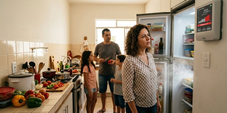 Especialistas em eficiência energética alertam: "Abrir a porta da geladeira muitas vezes ao dia aumenta sua conta de energia."
