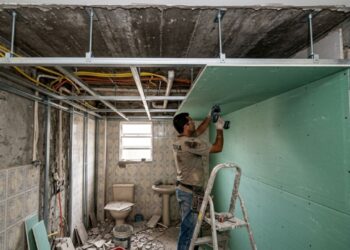 Instalador de drywall repete o alerta: placa branca não é indicada para banheiro sem ventilação, a verde resiste à umidade intermitente mas depende de juntas bem tratadas, e a fixação na telha em vez da estrutura compromete o forro