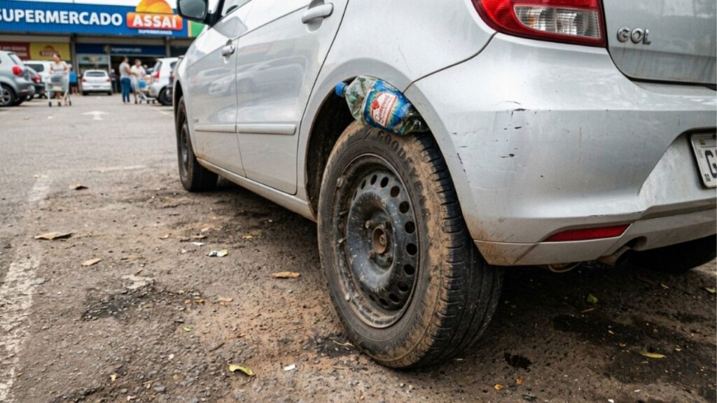 O que significa encontrar uma garrafa de plástico na roda do carro e por que é fundamental saber como agir