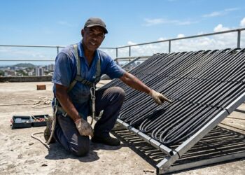 Encanador ensina a montar aquecedor solar de mangueira preta no telhado que esquenta chuveiro sem gastar energia, e o erro de inclinação que faz 90% das tentativas caseiras falharem
