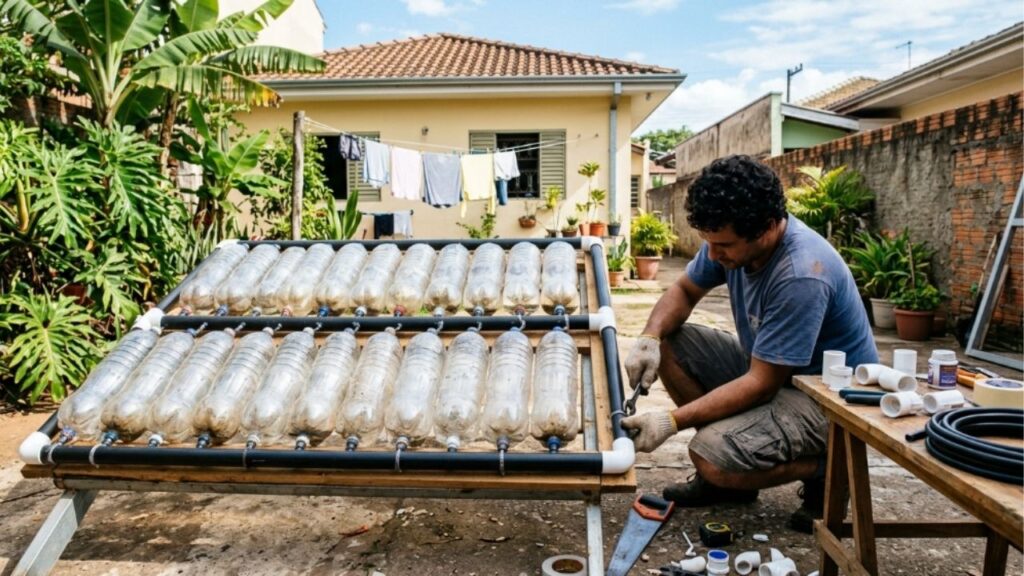 Quanto custa instalar um aquecedor solar de banho com garrafas PET e em quantos meses ele devolve o valor na conta de luz