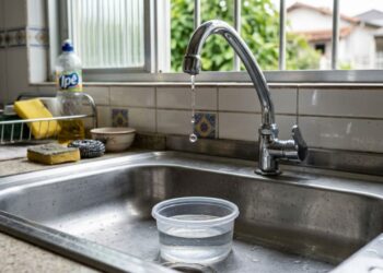 Quanto custa a torneira pingando que ninguém conserta: 46 litros de água por dia, 1.380 litros por mês, o suficiente para 9 descargas de caixa acoplada e o reparo é uma borracha de R$ 3 que qualquer pessoa troca em 10 minutos