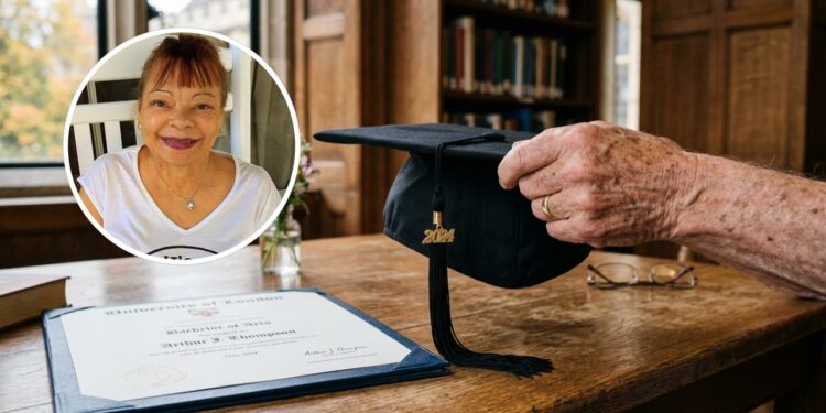 Aos 72 anos, avó de oito netos, ela usou um programa estadual que isenta a mensalidade de quem tem mais de 60, levou cinco anos cursando Administração Pública em ritmo próprio e recebeu o diploma diante da família inteira