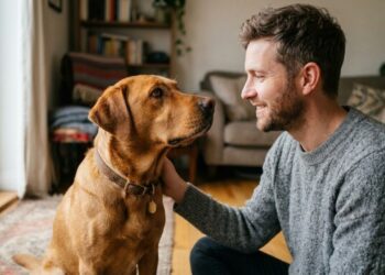 Cães conseguem distinguir algumas emoções humanas negativas por sinais faciais e cerebrais - Imagem criada por inteligência artificial (ChatGPT / Olhar Digital)