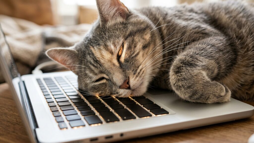 Veterinários explicam por que o gato dorme em cima do teclado e não ao lado, e por que trocar o notebook de lugar não resolve nada