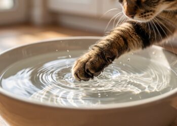 Veterinários explicam por que o gato vira o pote de água com a pata antes de beber e por que isso tem a ver com o modo como ele enxerga a superfície parada