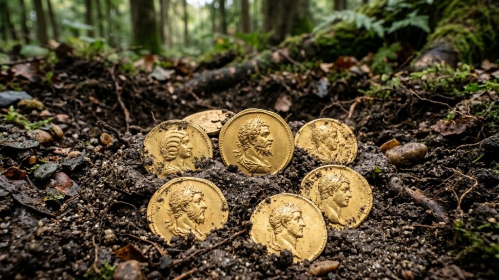 Amador com detector de metais encontra por acaso um tesouro de moedas de ouro escondido há séculos