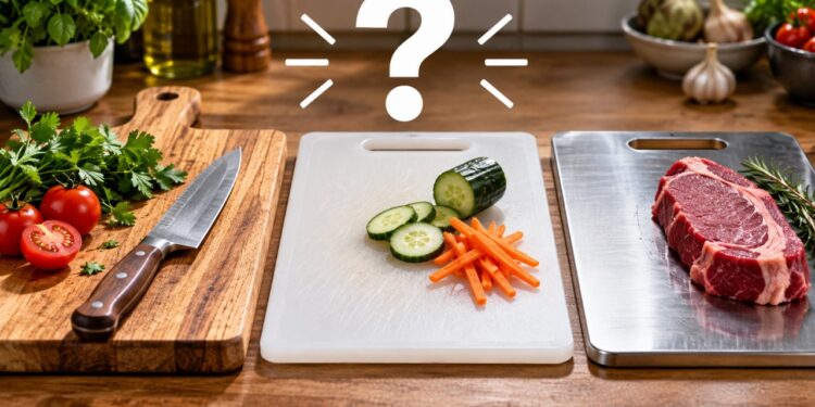 Qual tábua é melhor para utilizar na cozinha: madeira, plástico ou metal?