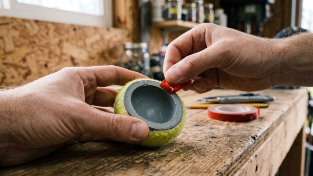 Para que serve cortar uma bola de tênis e fixá-la na parede da garagem
