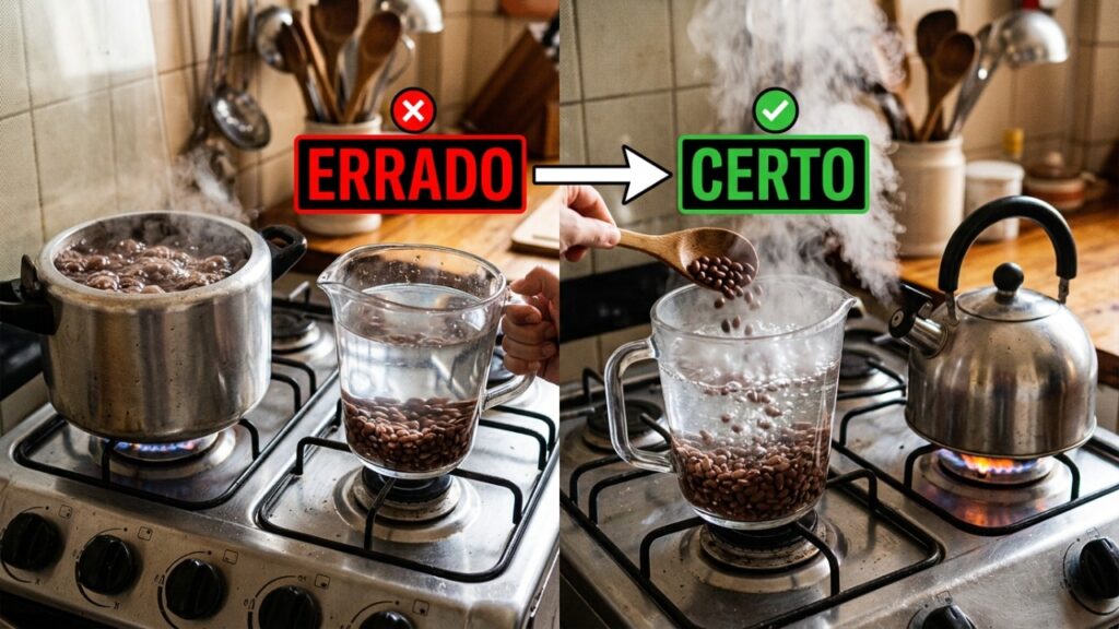Pare de cozinhar o feijão com água fria: o segredo dos cozinheiros para deixar o caldo grosso sem precisar amassar os grãos