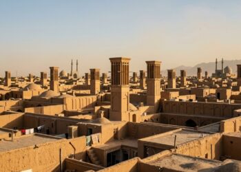 Yazd usa qanats e torres de vento para enfrentar o calor - Imagem criada por inteligência artificial (ChatGPT / Olhar Digital)