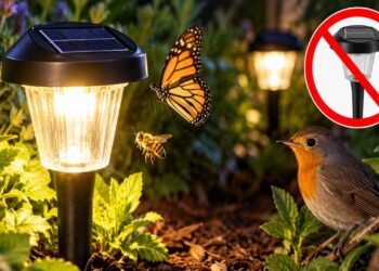 Não coloque lâmpadas solares no jardim: elas podem prejudicar insetos, pássaros e árvores