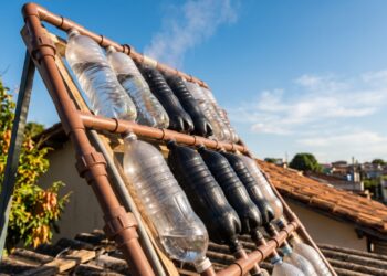 A invenção com garrafas PET e tubos de PVC que transforma o sol em água quente para o banho sem usar resistência elétrica