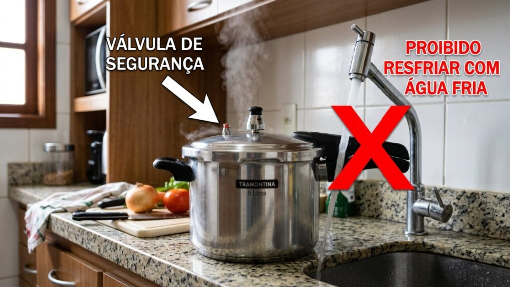 Técnico que revisa panelas de pressão há anos repete o mesmo aviso: a tampa nunca deve ser forçada enquanto houver pressão, depois que a panela pega pressão o fogo baixo já é suficiente, anel de vedação e válvula de segurança precisam ser substituídos quando desgastados, e é sempre a peça ressecada ou danificada que reduz a margem de segurança