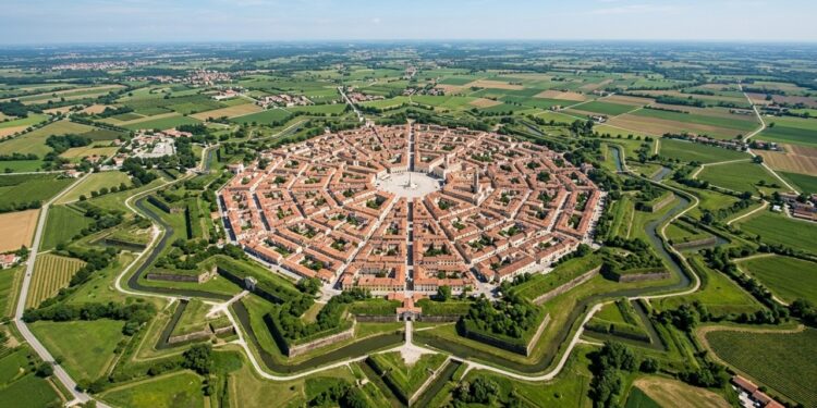 Vista do alto, uma cidade planejada da Itália se revela uma estrela perfeita com nove pontas e ruas que partem de um único centro
