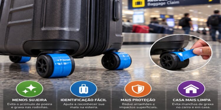 Colocar fita adesiva nas rodinhas da mala, por que cada vez mais viajantes estão fazendo isso
