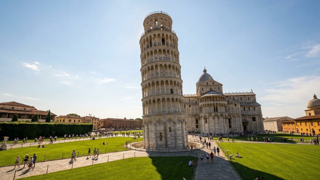 Cientistas mediram a torre de Pisa e concluíram que ela para de tombar em terremoto justamente por causa do solo mole que a fez entortar, e a inclinação diminuiu 4 centímetros nos últimos 20 anos