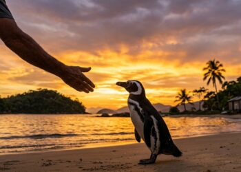 O pinguim que atravessa 8 mil quilômetros todo ano para voltar à casa do pescador brasileiro que o salvou coberto de óleo, fica alguns meses e some de novo, e biólogos acompanham o caso desde 2011