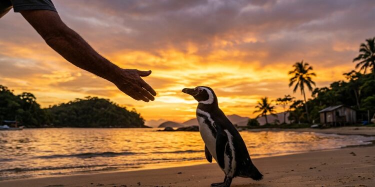 O pinguim que atravessa 8 mil quilômetros todo ano para voltar à casa do pescador brasileiro que o salvou coberto de óleo, fica alguns meses e some de novo, e biólogos acompanham o caso desde 2011