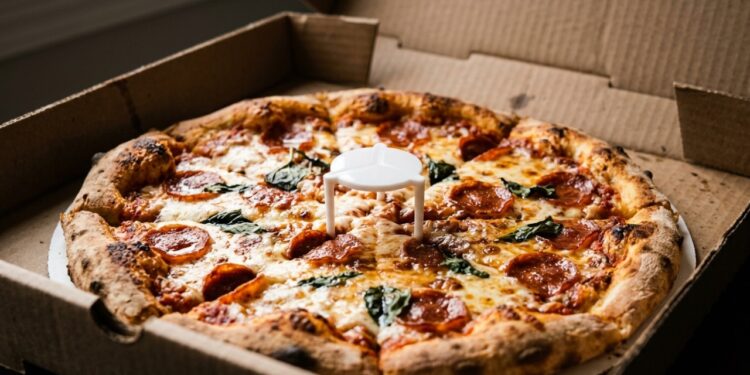 Para que serve a pequena peça de plástico no meio da pizza que quase todo mundo joga fora sem pensar