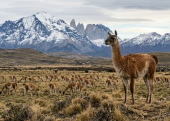 Guanacos sobrevivem ao frio patagônico com pelagem espessa, velocidade e migração - Imagem criada por inteligência artificial (ChatGPT / Olhar Digital)