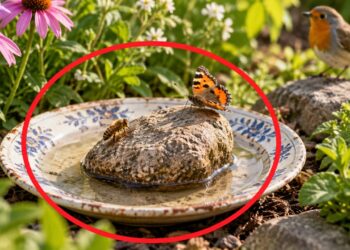 Coloque uma pedra sobre um prato velho e deixe no jardim: seu quintal pode agradecer por esse truque simples