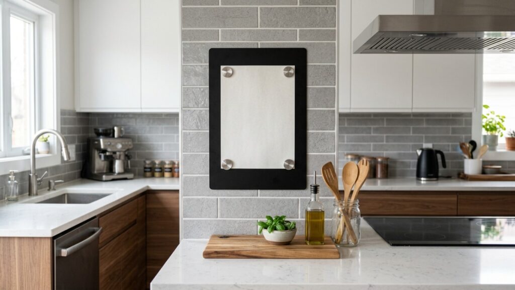 Porta-retrato quebrado vira suporte de receitas com invenção que evita sujeira na bancada da cozinha