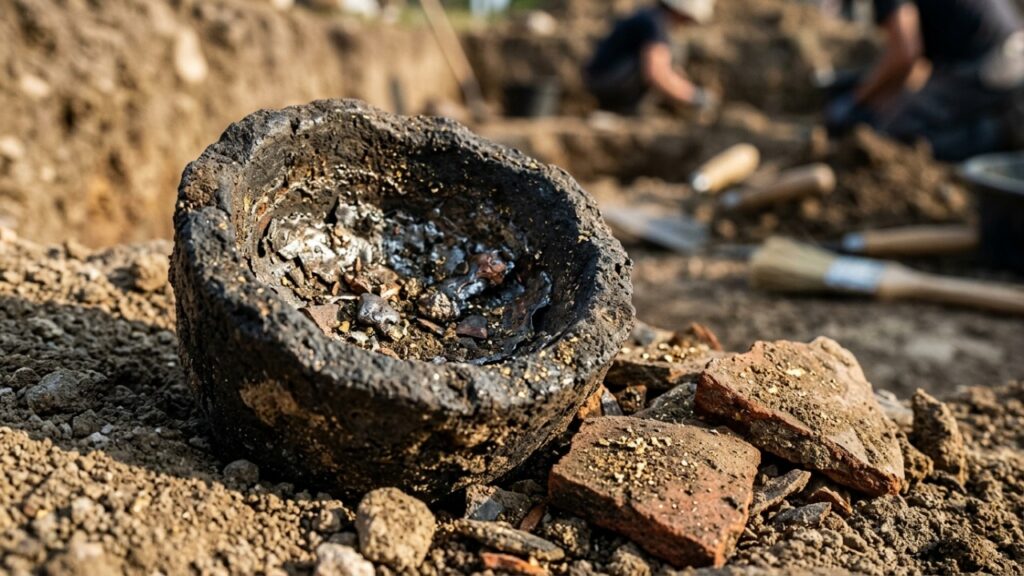 Escavações no Vale do Ribeira encontraram um forno de fundição de 300 anos que ainda tem escória grudada nas paredes e mostra a temperatura que os antigos alcançavam sem termômetro