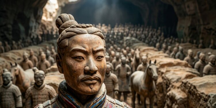 Um agricultor chinês cavou um poço em 1974, bateu numa cabeça de barro e desenterrou 8 mil soldados em tamanho real, e passou o resto da vida autografando livros na entrada do sítio arqueológico por um salário mínimo