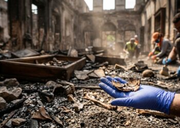 O Museu Nacional perdeu 85% do acervo no incêndio de 2018, mas o crânio de Luzia foi encontrado em 80 fragmentos entre os escombros e a reconstrução levou quatro anos de trabalho manual