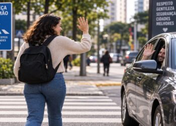 O que a psicologia revela sobre pessoas que agradecem com a mão quando um motorista para o carro