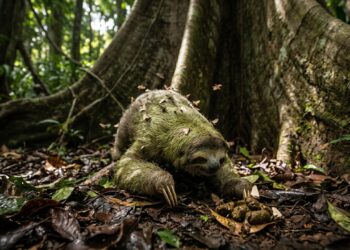 O bicho-preguiça desce da árvore uma vez por semana só para fazer as necessidades no chão, atividade que responde por metade das mortes da espécie, e biólogos ainda discutem por que ela insiste nisso